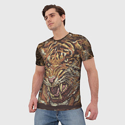 Футболка мужская Хищный дикий тигр, цвет: 3D-принт — фото 2
