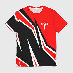 Футболка мужская TESLA MOTORS RED LINE ТЕСЛА, цвет: 3D-принт