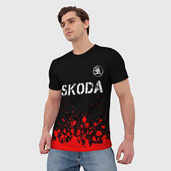 Футболка мужская ШКОДА Skoda - Краски, цвет: 3D-принт — фото 2