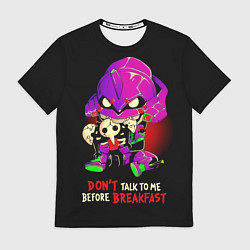 Футболка мужская DONT TALK TO ME BEFORE BREAKFAST - Evangelion, цвет: 3D-принт