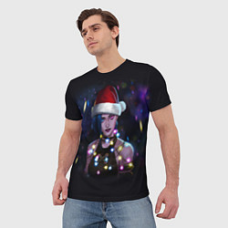 Футболка мужская Джинкс в шапке Деда Мороза, цвет: 3D-принт — фото 2