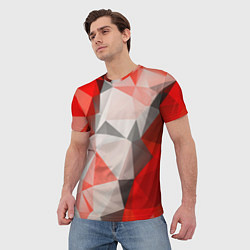 Футболка мужская Красно-серая геометрия, цвет: 3D-принт — фото 2