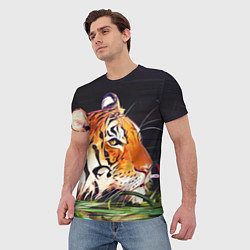 Футболка мужская Бенгальский Тигр в кустах, цвет: 3D-принт — фото 2