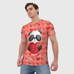 Футболка мужская Панда с сердечком день влюбленных, цвет: 3D-принт — фото 2