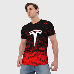Футболка мужская Tesla sport red, цвет: 3D-принт — фото 2