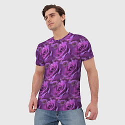 Футболка мужская Фиолетовые цветы паттерн, цвет: 3D-принт — фото 2