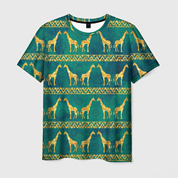 Футболка мужская Золотые жирафы паттерн, цвет: 3D-принт