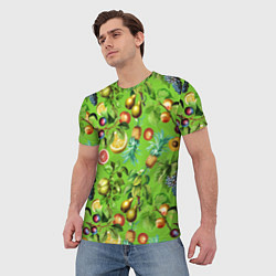 Футболка мужская Сочные фрукты паттерн, цвет: 3D-принт — фото 2