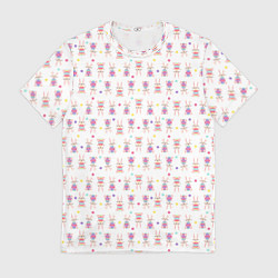 Футболка мужская Веселые кролики с пасхальными яйцами, цвет: 3D-принт