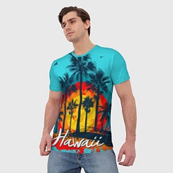 Футболка мужская Hawaii Солнце, Пальмы, цвет: 3D-принт — фото 2