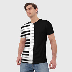 Футболка мужская Черно-Белое Пианино Piano, цвет: 3D-принт — фото 2