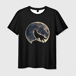 Футболка мужская Силуэт волка под луной, цвет: 3D-принт