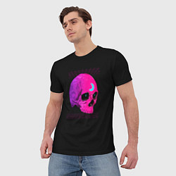Футболка мужская Неоновый череп с огоньками, цвет: 3D-принт — фото 2