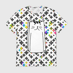 Футболка мужская Белый длинный кот, цвет: 3D-принт