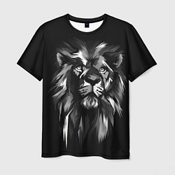 Футболка мужская Голова льва в черно-белом изображении, цвет: 3D-принт