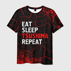 Футболка мужская Eat Sleep Tsushima Repeat - Краска, цвет: 3D-принт