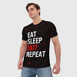 Футболка мужская Eat Sleep 2077 Repeat Краска, цвет: 3D-принт — фото 2