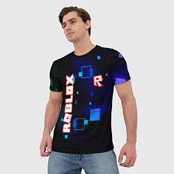 Футболка мужская ROBLOX неоновые кубики, цвет: 3D-принт — фото 2