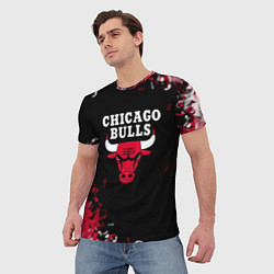 Футболка мужская Чикаго Буллз Chicago Bulls Огонь, цвет: 3D-принт — фото 2