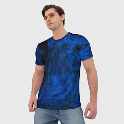 Футболка мужская Синий абстрактный дым, цвет: 3D-принт — фото 2
