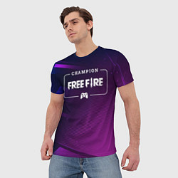 Футболка мужская Free Fire Gaming Champion: рамка с лого и джойстик, цвет: 3D-принт — фото 2