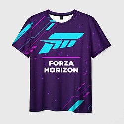 Футболка мужская Символ Forza Horizon в неоновых цветах на темном ф, цвет: 3D-принт