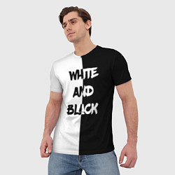 Футболка мужская White and Black Белое и Чёрное, цвет: 3D-принт — фото 2