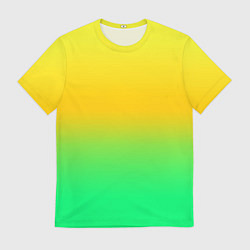 Мужская футболка Неоновый градиентный желто-зеленый фон