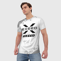 Футболка мужская Exeed Speed на светлом фоне со следами шин, цвет: 3D-принт — фото 2