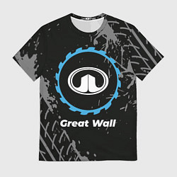 Футболка мужская Great Wall в стиле Top Gear со следами шин на фоне, цвет: 3D-принт