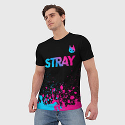 Футболка мужская Stray - neon gradient logo, цвет: 3D-принт — фото 2