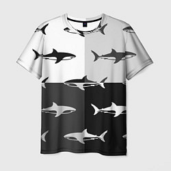 Футболка мужская Стая акул - pattern, цвет: 3D-принт