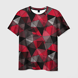 Футболка мужская Красно-серый геометрический, цвет: 3D-принт
