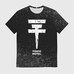 Футболка мужская Tokio Hotel с потертостями на темном фоне, цвет: 3D-принт