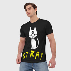 Футболка мужская Stray - киберпанк кот в минимализме, цвет: 3D-принт — фото 2