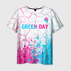 Футболка мужская Green Day neon gradient style: символ сверху, цвет: 3D-принт