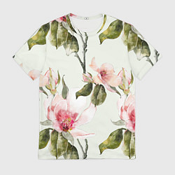 Мужская футболка Цветы Нарисованные Магнолии