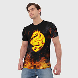 Футболка мужская Огнедышащий дракон и пламя, цвет: 3D-принт — фото 2