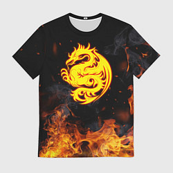 Футболка мужская Огнедышащий дракон и пламя, цвет: 3D-принт