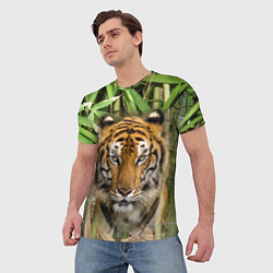 Футболка мужская Матёрый тигр в зарослях бамбука, цвет: 3D-принт — фото 2