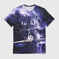 Футболка мужская Ту-154 Ночные полет, цвет: 3D-принт