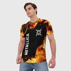 Футболка мужская Metallica и пылающий огонь, цвет: 3D-принт — фото 2