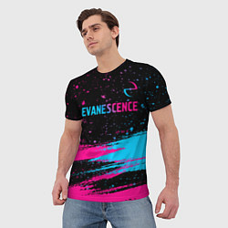 Футболка мужская Evanescence - neon gradient: символ сверху, цвет: 3D-принт — фото 2