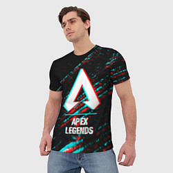 Футболка мужская Apex Legends в стиле glitch и баги графики на темн, цвет: 3D-принт — фото 2