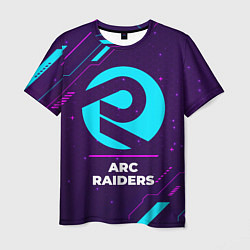 Футболка мужская Символ ARC Raiders в неоновых цветах на темном фон, цвет: 3D-принт