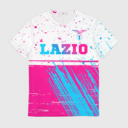 Футболка мужская Lazio neon gradient style: символ сверху, цвет: 3D-принт
