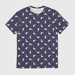 Футболка мужская Гуси на синем паттерн, цвет: 3D-принт