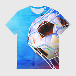 Футболка мужская Футбольный мяч в сетке ворот, цвет: 3D-принт