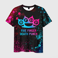 Футболка мужская Five Finger Death Punch - neon gradient, цвет: 3D-принт