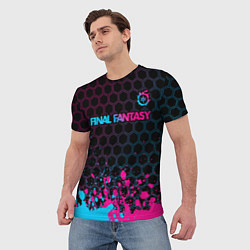 Футболка мужская Final Fantasy - neon gradient: символ сверху, цвет: 3D-принт — фото 2